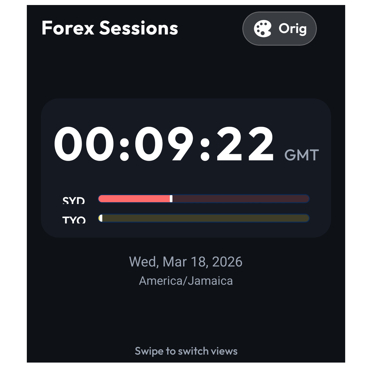 FX Sesh digital clock view